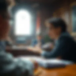 A courtroom scene illustrating legal proceedings