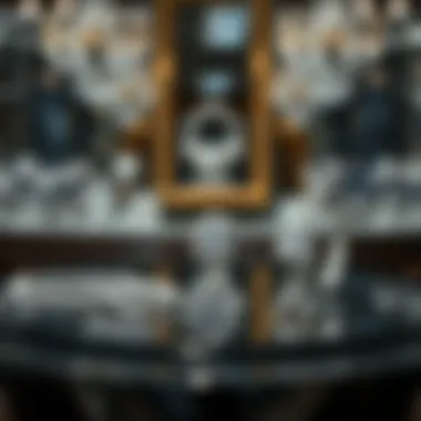 Platinum jewelry displayed in an opulent setting.