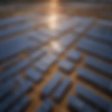 Overview of an industrial solar plant with solar panels and technology