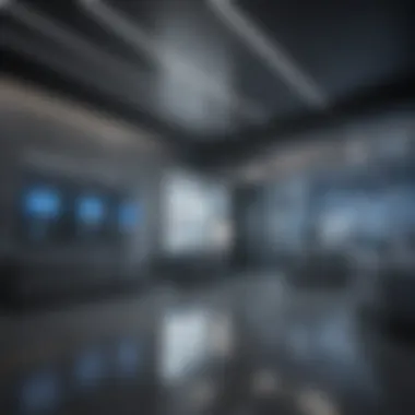 Futuristic Banking Experience A futuristic bank branch with advanced technology