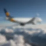 Lufthansa aircraft in flight against a clear blue sky