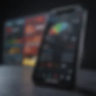 Mobile Dashboard for Affiliate Marketing Insights A mobile device displaying a vibrant affiliate marketing dashboard