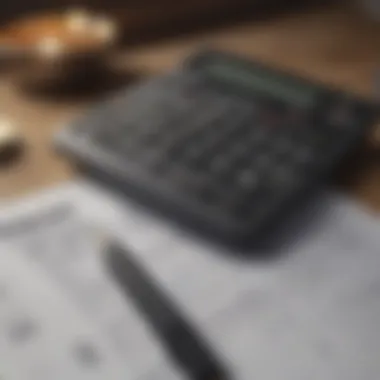 Close-up of tax forms and calculator