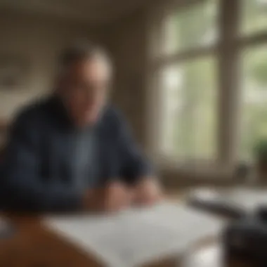 A distressed homeowner reviewing financial documents