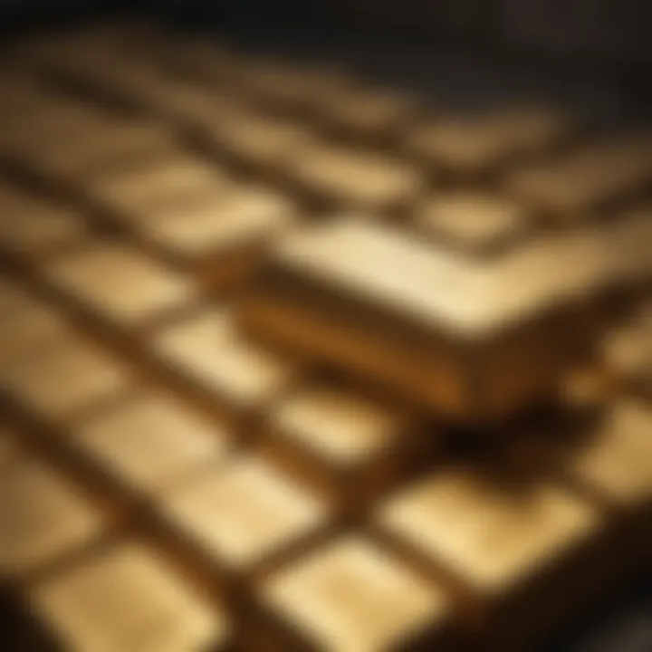 Historic gold bars displayed in a secure vault