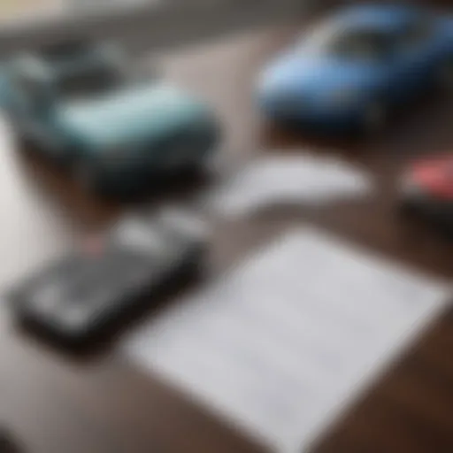 Car loan paperwork and calculator