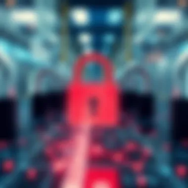 Security protocols in fintech illustrated with digital locks