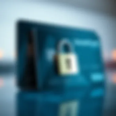 Illustration depicting secured credit cards with a lock symbol, emphasizing security.