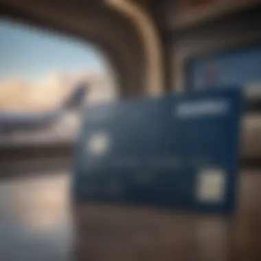 Credit card on a travel-themed background